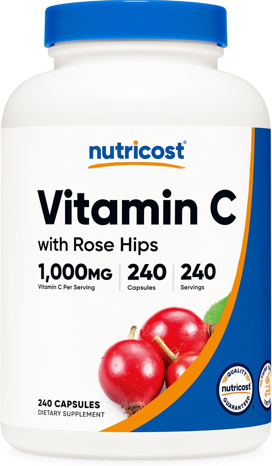 Nutricost Vitamina C con Escaramujo 1025mg, 240 Cápsulas