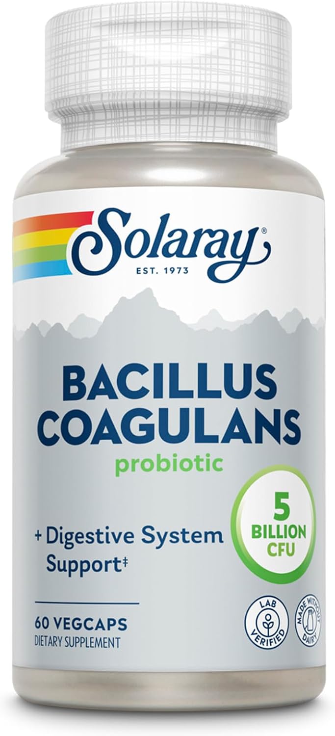 Solaray Bacillus Coagulans Probiotic - 5 Billion Live Microorganisms - 60 Vegan Capsules