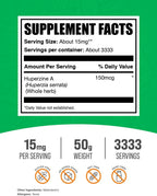 Huperzina A en Polvo - Suplemento Nootrópico de Huperzia Serrata, 15mg por porción, 50g