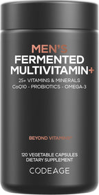 Codeage Men's Daily Multivitamin – Multivitamínico Fermentado para Hombres con Vitaminas, Minerales, Probióticos y Omega-3 (120 Cápsulas)