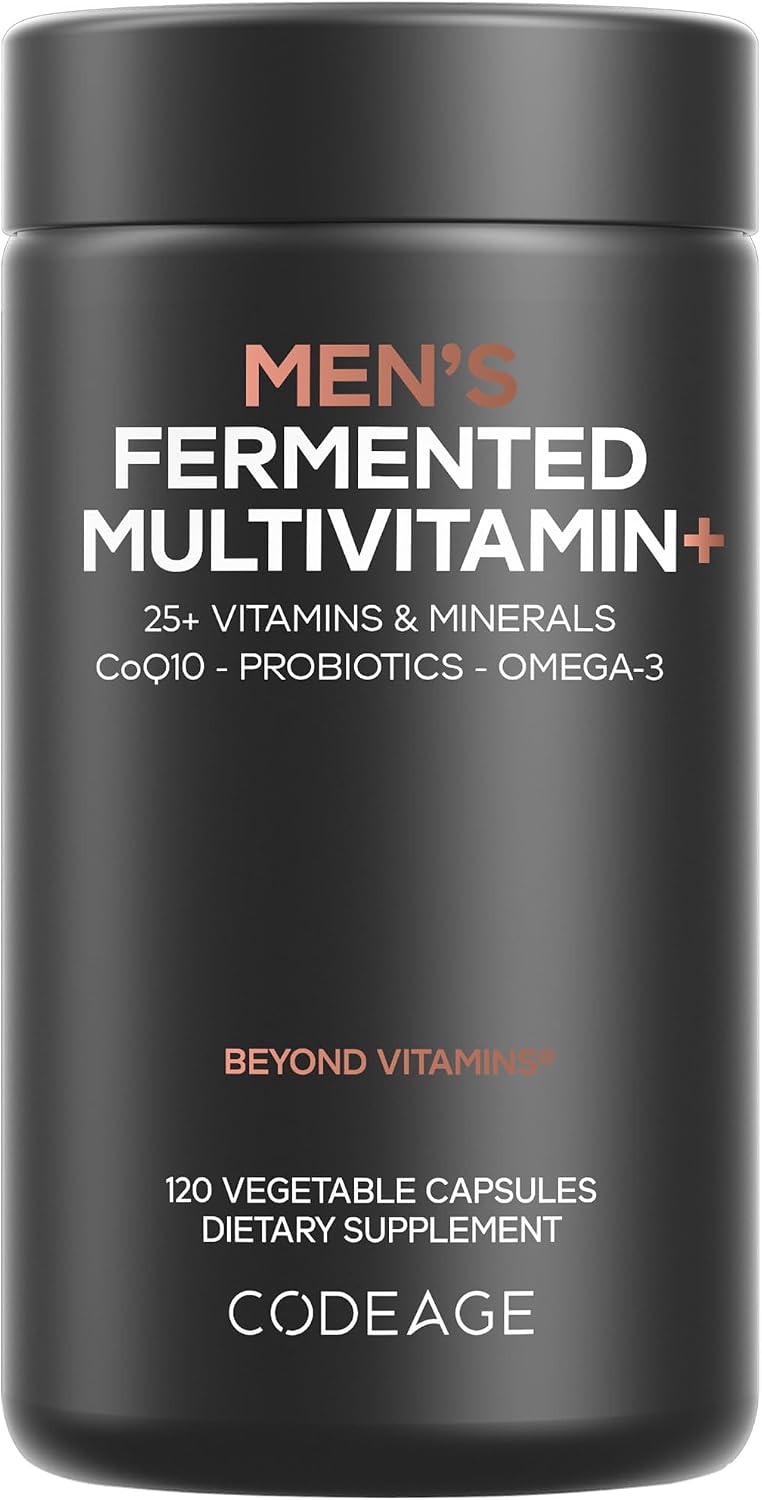 Codeage Multivitamínico Diario para Hombres – 25+ Vitaminas y Minerales, Alimentos Integrales Orgánicos, Probióticos, Omega-3, Zinc, Vitaminas A, B, C, D, E y K (2 Envases)