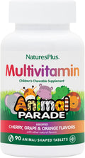 NaturesPlus Animal Parade Multivitamínico Masticable para Niños - 90 Comprimidos con Forma de Animal - Sabores Naturales Variados - Vegetariano, Sin Gluten - 45 Dosis