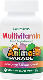 NaturesPlus Animal Parade Multivitamínico Masticable para Niños - 90 Comprimidos con Forma de Animal - Sabores Naturales Variados - Vegetariano, Sin Gluten - 45 Dosis