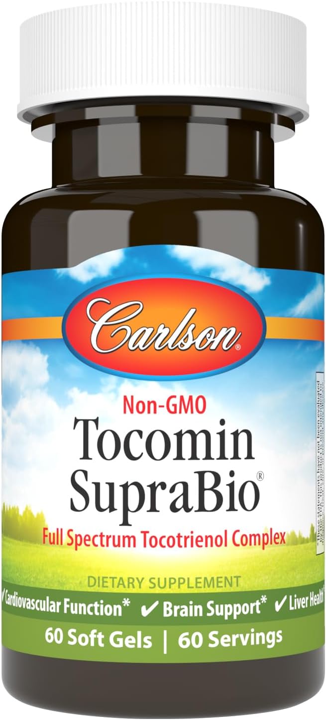 Carlson Tocomin SupraBio - Complejo de Tocotrienoles de Espectro Completo - No OGM - 60 Cápsulas Blandas