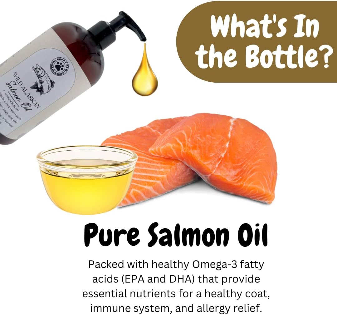 Aceite de Salmón Salvaje de Alaska Puro para Perros y Gatos - Omega 3, EPA y DHA Naturales - 236 ml
