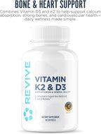 REVIVE MD Vitamina D3 y K2 5000 UI - Complemento para Mujeres y Hombres