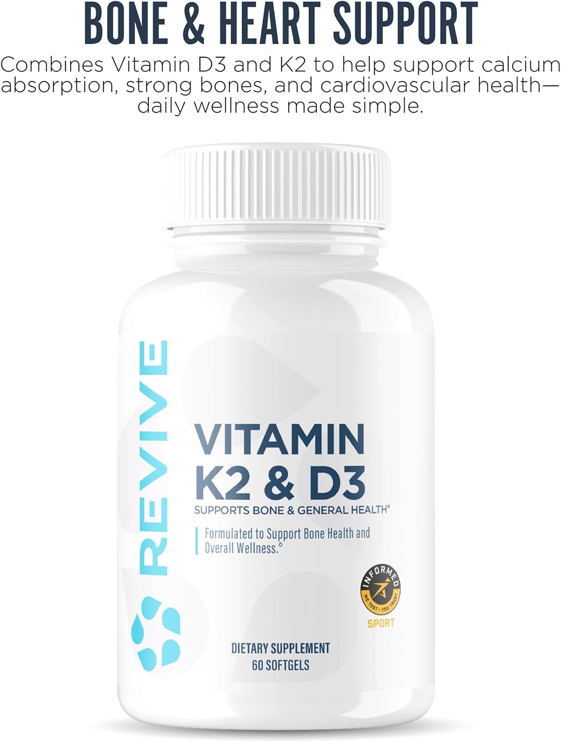 Revive MD Vitamina D3 y K2, 5000 UI, 60 cápsulas