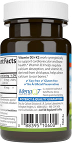 Carlson - Vitamina D3 + K2, 2000 UI (50 mcg) de D3 y 90 mcg de K2 MK-7, 30 Cápsulas