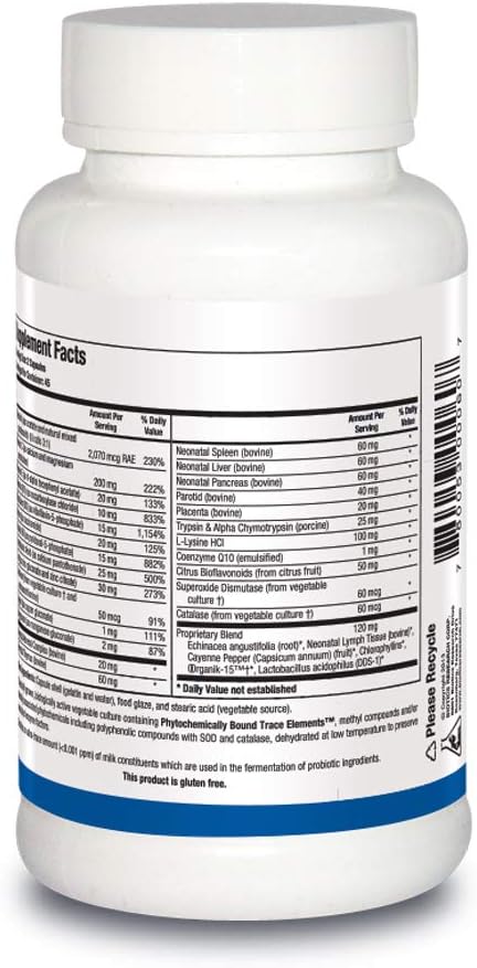 BIOTICS RESEARCH Bio Immunozyme Forte - Multivitamínico y Mineral con Equinácea, Pimienta de Cayena y Probióticos - 90 Cápsulas