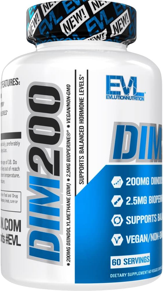 EVL DIM 200mg para Hombres - con Bioperina para Mayor Absorción - Vegano No Transgénico