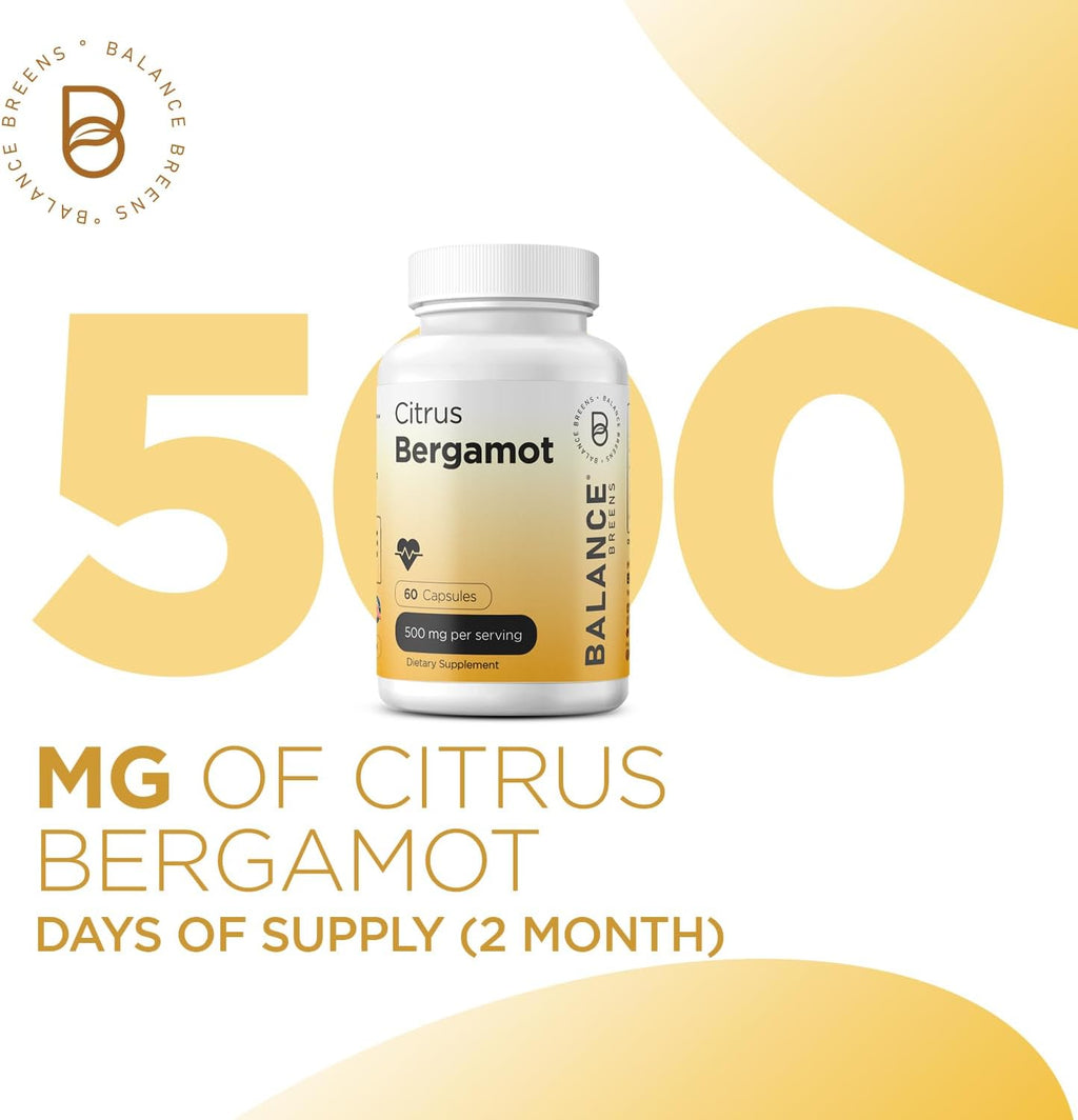 Citrus Bergamot 500mg, 60 Cápsulas Veganas - Suplemento Avanzado de Bergamota para el Metabolismo