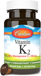 Carlson – Vitamina K2 MK-7 (Menaquinona), 180 mcg, 90 Softgels
