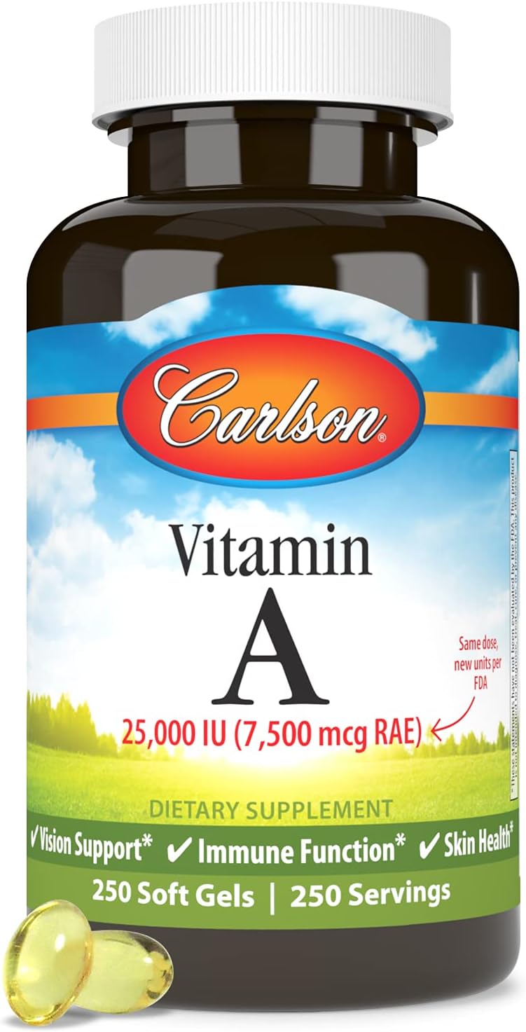 Carlson Vitamina A 25.000 UI, 250 Cápsulas Blandas