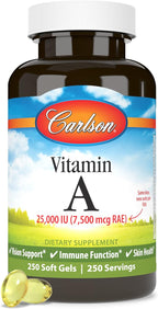 Carlson Vitamina A 25.000 UI, 250 Cápsulas Blandas