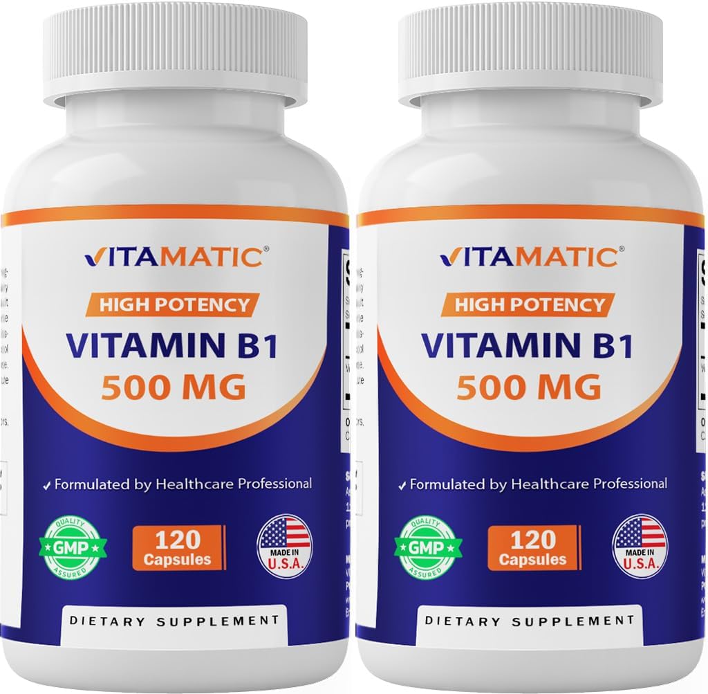 Vitamatic Vitamina B1 (Tiamina) 500mg – Pack de 2 (240 Cápsulas en total)
