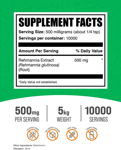 BulkSupplements Extracto de Raíz de Rehmannia en Polvo - 500mg por ración, 1 kg (Paquete de 5) – Image 2