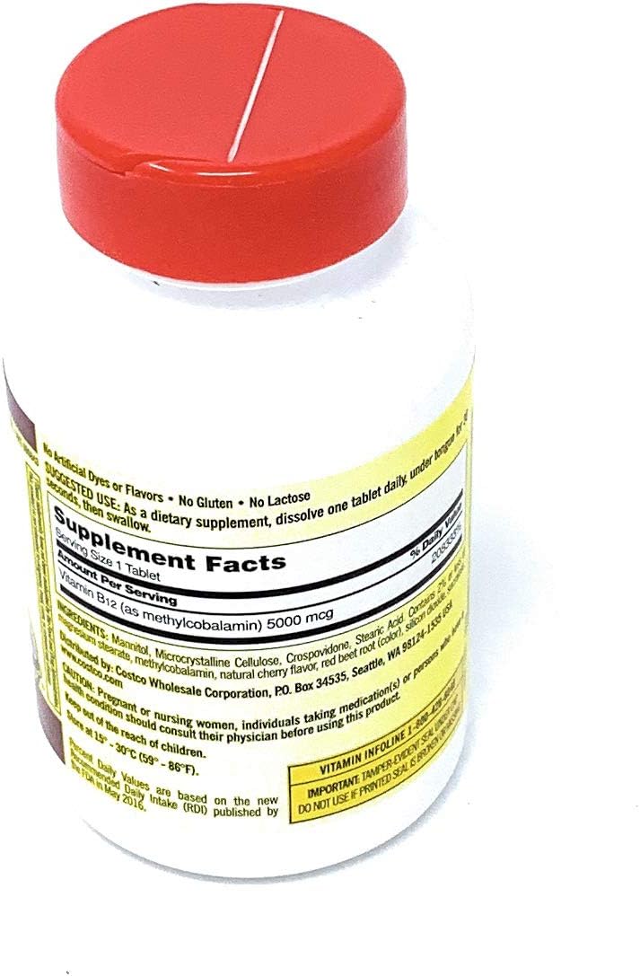 Kirkland Signature B-12 de disolución rápida 5000 mcg, 300 tabletas