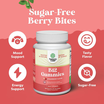 Natures Craft - Gomitas de Vitamina B12 1000 mcg sin Azúcar para Adultos (120 unidades) – Image 2