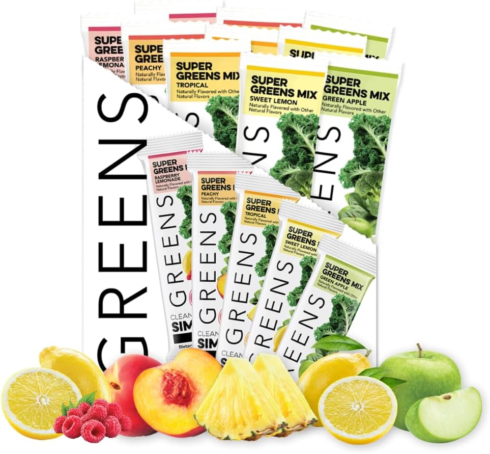 Clean Simple Eats Super Greens Polvo - Sabor Melocotón - 30 Dosis