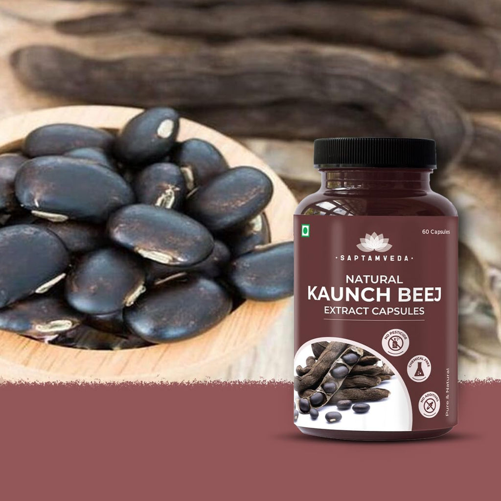 SAPTAMVEDA Kaunch Beej Extracto Natural 500mg, 60 Cápsulas Vegetales