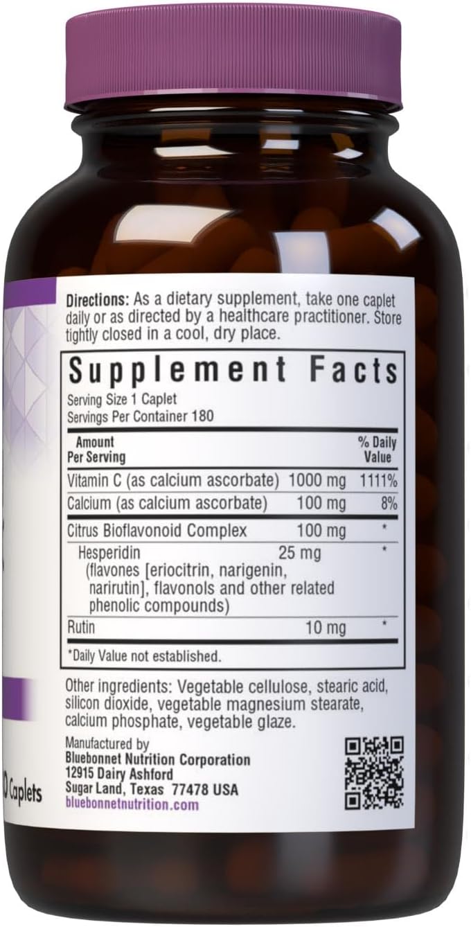 Bluebonnet Vitamina C Tamponada 1000 mg, 180 Caplets