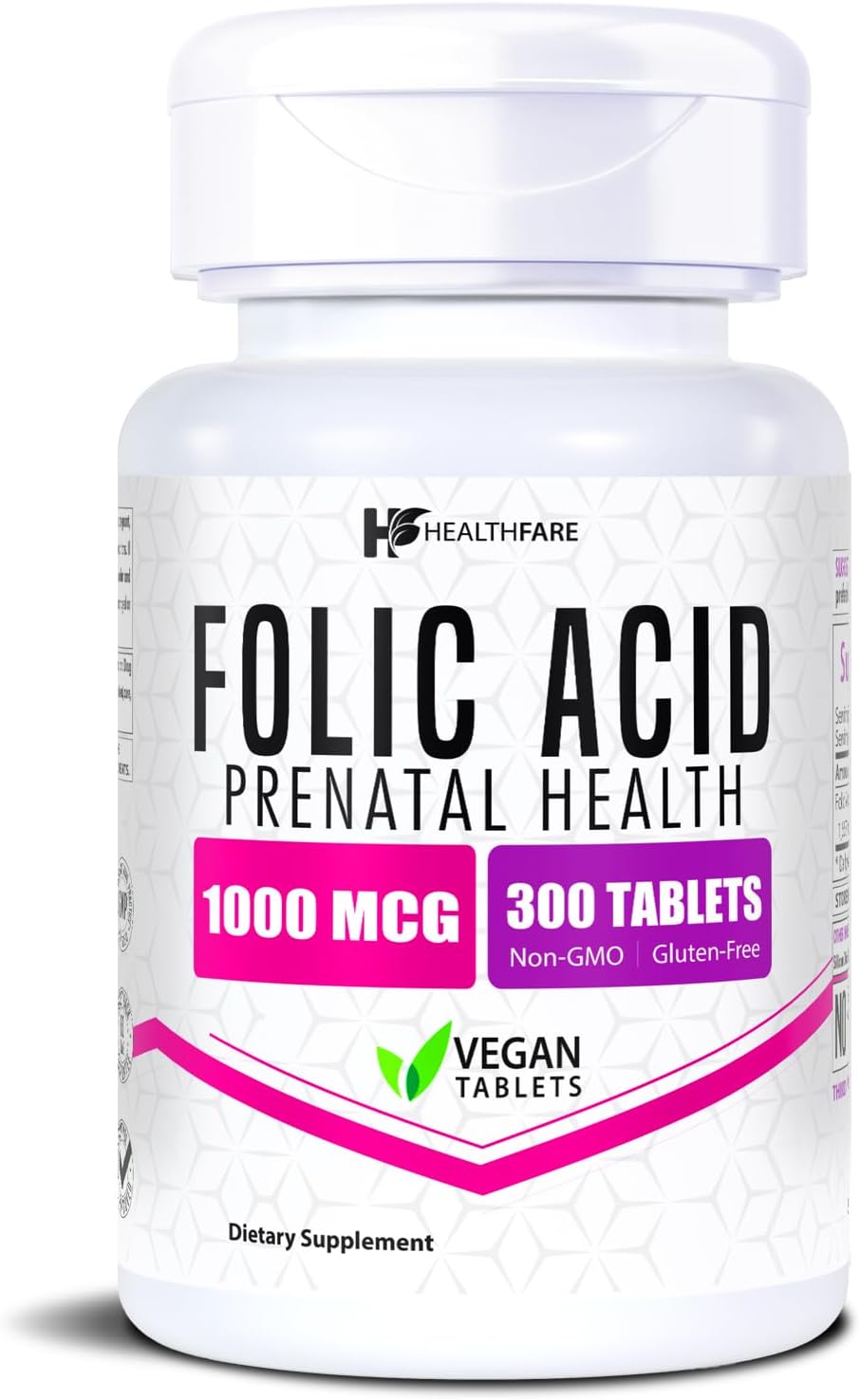 Healthfare Ácido Fólico 1000mcg | 300 Comprimidos Veganos | Vitamina B9