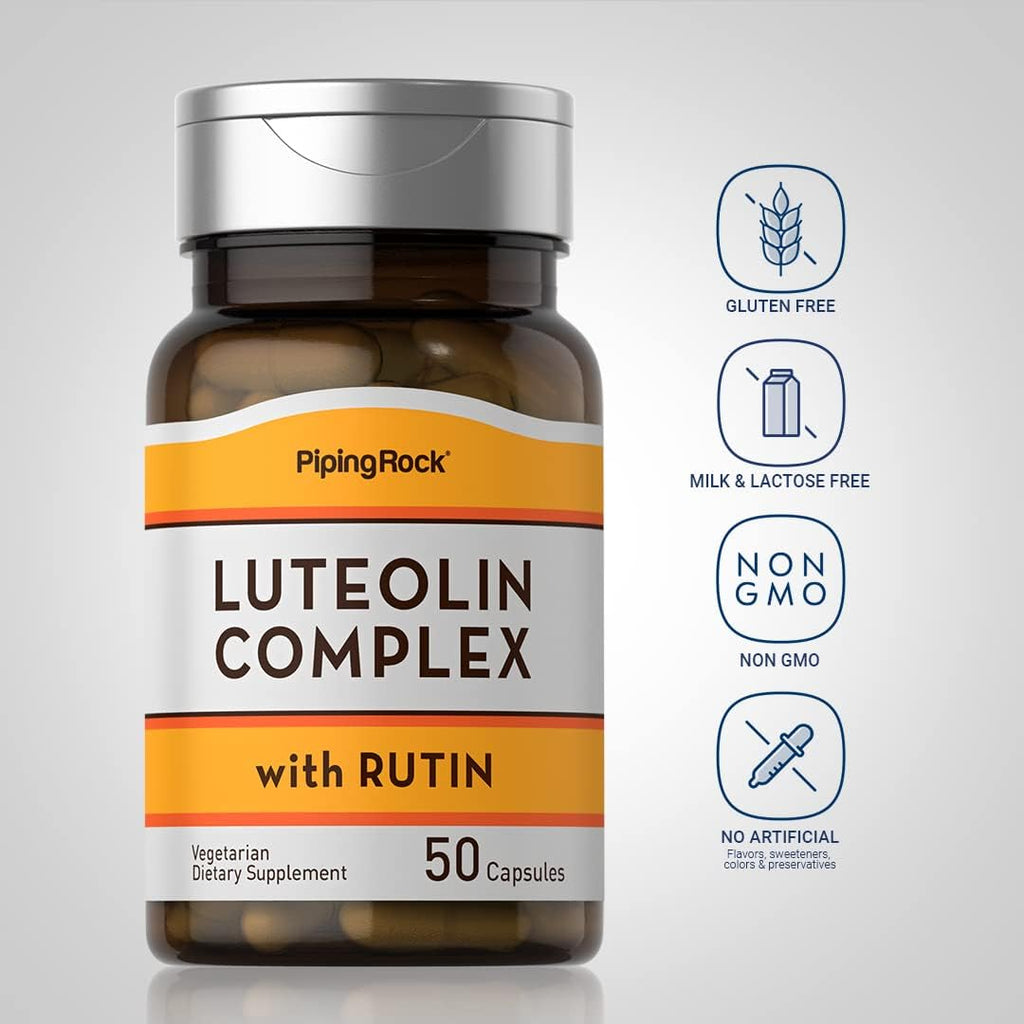 Piping Rock Luteolin Complex con Rutina | 50 Cápsulas | Vegetariano, No OGM, Sin Gluten