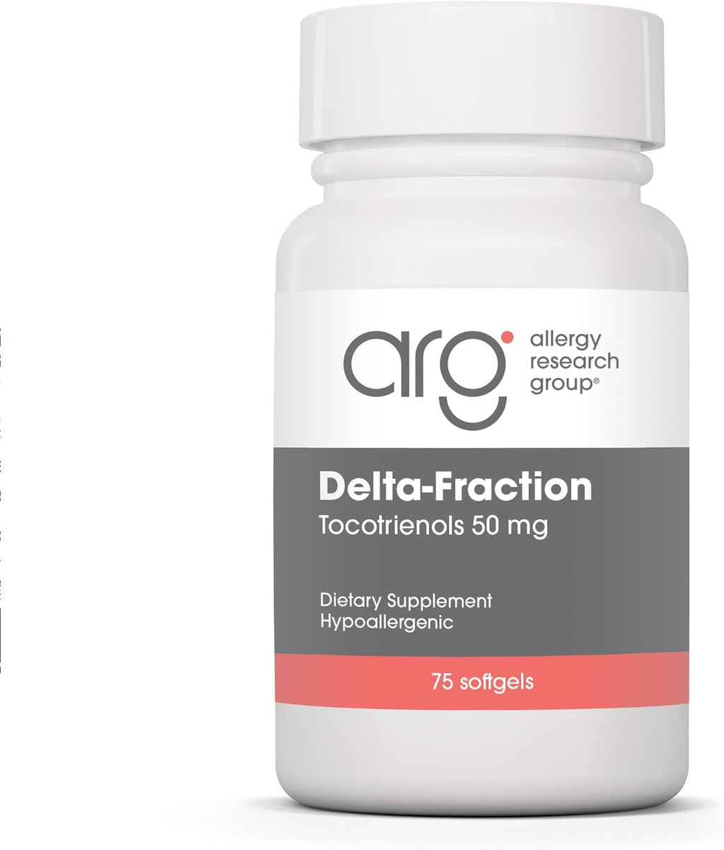 Allergy Research Group Delta-Fraction Tocotrienols - Suplemento de Vitamina E, 50 mg, Anato, Gamma, solo tocotrienoles, sin tocoferoles, hipoalergénico, 75 cápsulas blandas