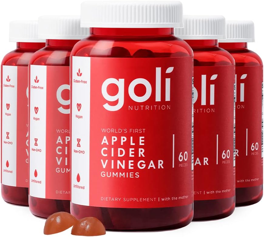 Goli Gominolas de Vinagre de Manzana con Vitamina B12, Remolacha y Granada - 300 Gominolas (Paquete de 5)