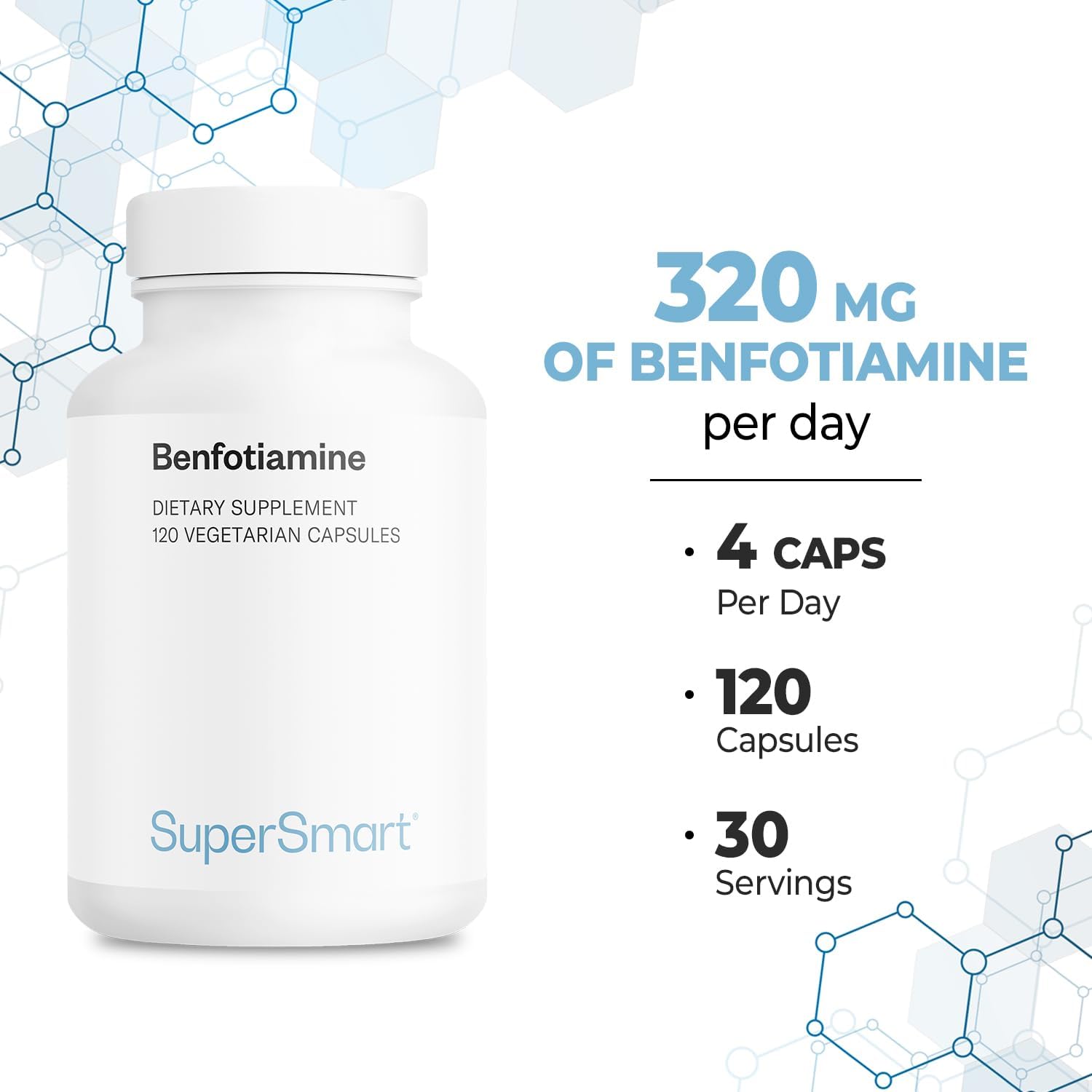 Supersmart Benfotiamina 320mg al Día - 120 Cápsulas Vegetarianas
