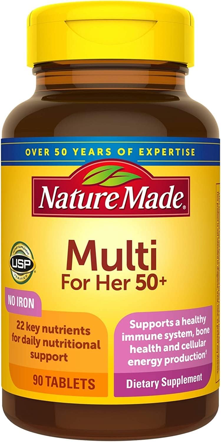 Nature Made Multi for Her 50+ - Multivitamínico para Mujeres Mayores de 50 Años - 360 Comprimidos (4 Botellas de 90)
