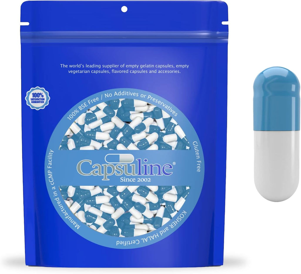 Capsuline Cápsulas Vacías de Gelatina Tamaño 0 Amarillas 5000 uds - Kosher y Halal, Sin Gluten