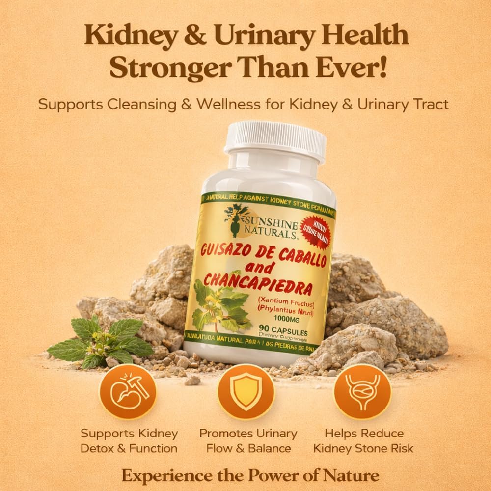 Sunshine Naturals Chanca Piedra con Guisazo de Caballo - 1000 mg - 180 Cápsulas (Pack de 2)
