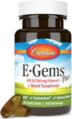 Carlson E-Gems Plus Natural Vitamin E 400 IU, 50 Soft Gels
