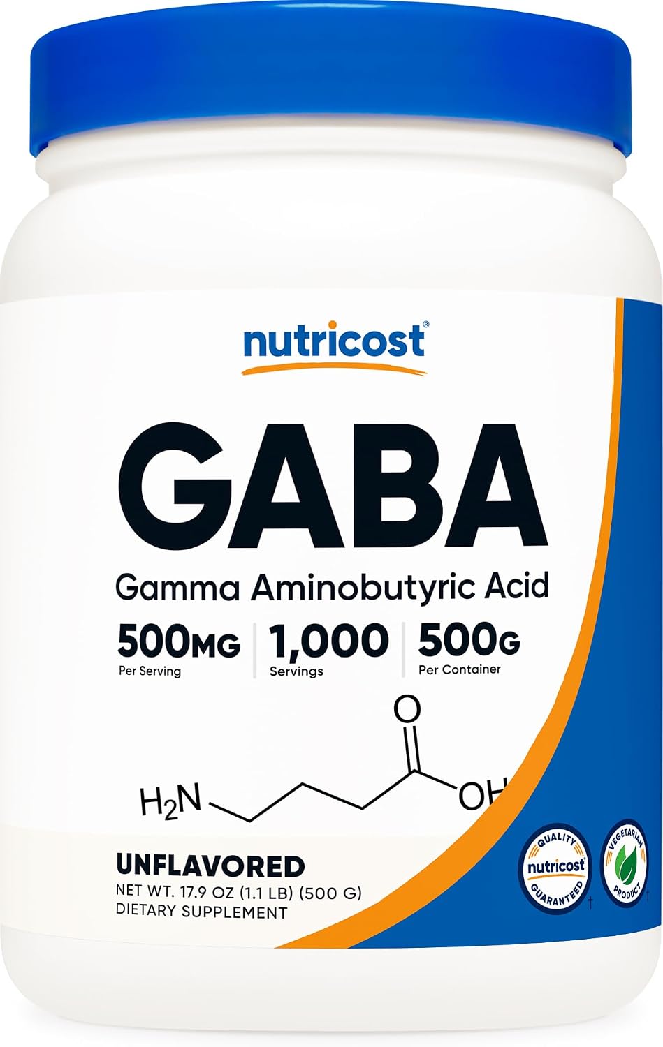 Nutricost GABA Puro en Polvo (Ácido Gamma-Aminobutírico) - 500 g - Pack de 3