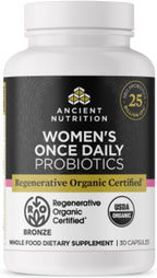 Ancient Nutrition Probióticos para Mujeres Extra Strength, Certificado Orgánico Regenerativo, 60 Cápsulas
