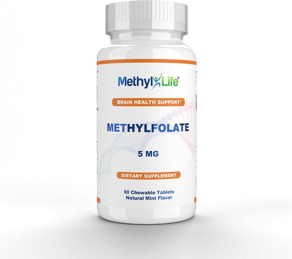 Methyl-Life L-Metilfolato 5 mg - Comprimidos Masticables de Folato Activo con Cerebrofolate® (L-5-MTHF) - 90 Comprimidos
