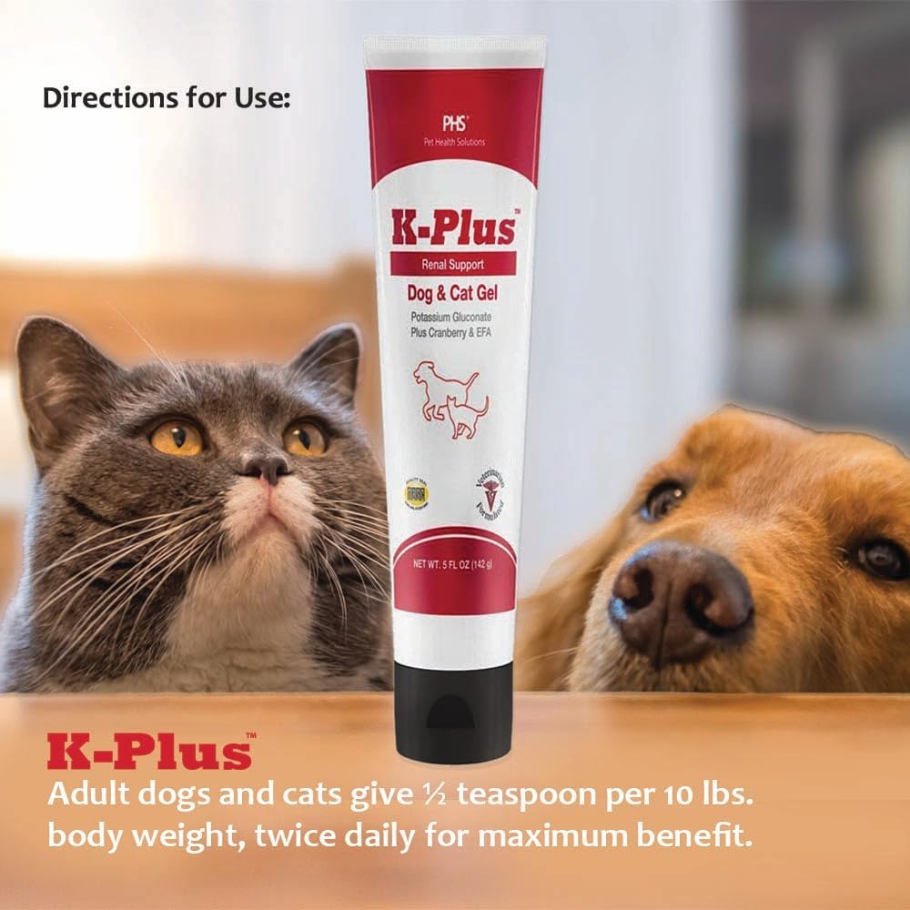 K-Plus Potasio Gluconato Renal Gel Plus Arándano y EPA para Perros y Gatos - 3 Pack