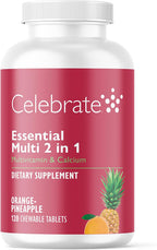 Celebrate Vitamins 2-en-1 Multivitamínico Bariátrico con Citrato de Calcio - Vitaminas A, D, E - Naranja Piña (120 Comprimidos)