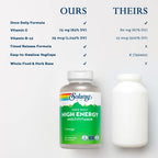 SOLARAY High Energy Multivitamin – Sin Hierro, 1 al Día, Liberación Prolongada, Base de Alimentos Integrales y Hierbas, 120 Cápsulas Veganas