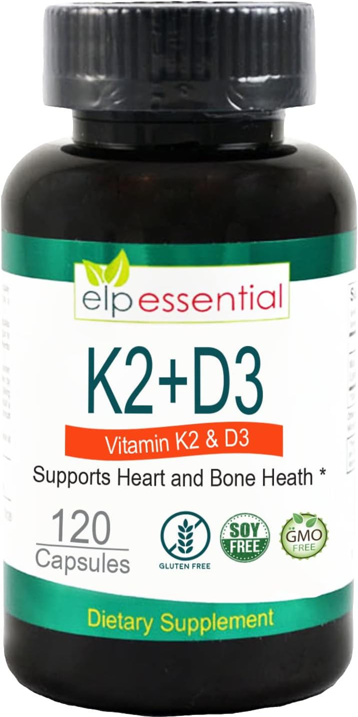 ELP ESSENTIAL Vitamin K2 with D3 Supplement – Personas con exposición solar limitada, como quienes trabajan en – Image 1