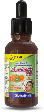 Arymar Vitamin C Drops – Gotas de Vitamina C, 60 ml, Sabor Naranja, Vegano