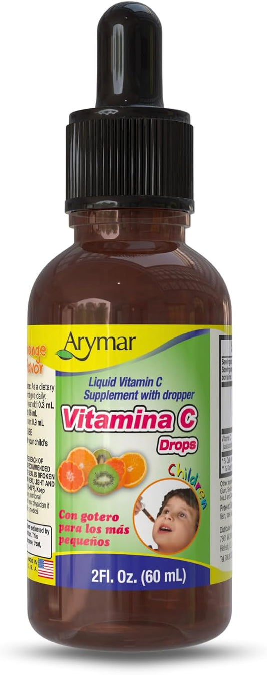 Arymar Vitamina C Gotas – Gotas de Vitamina C, 60 ml, Sabor Naranja, Vegano
