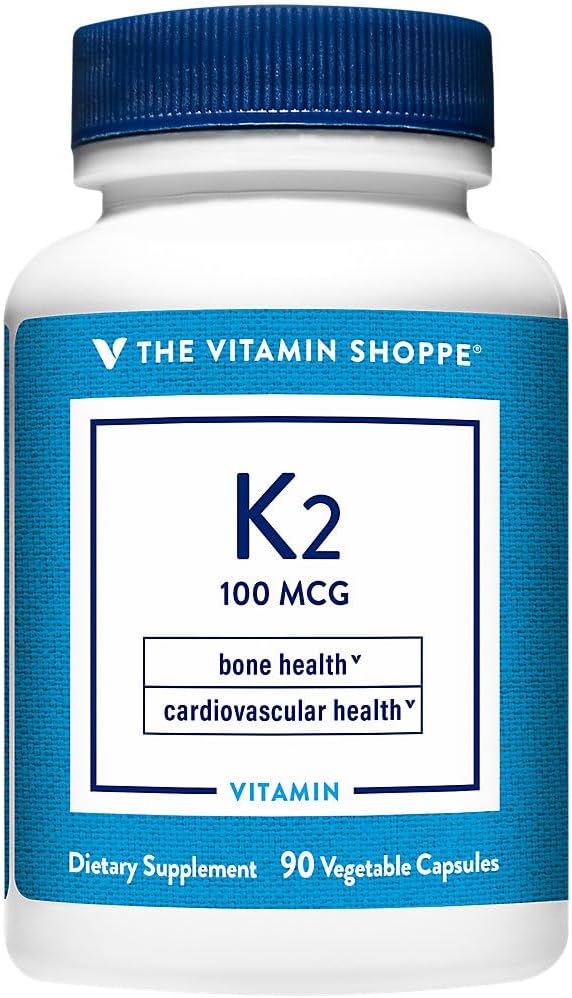 The Vitamin Shoppe Vitamina K2 MK-7 100 mcg - Menaquinona-7 | 60 Cápsulas | Vegano