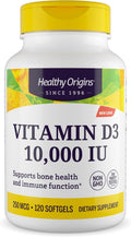 Healthy Origins Vitamina D3 10.000 UI (250 mcg), 120 Cápsulas Blandas