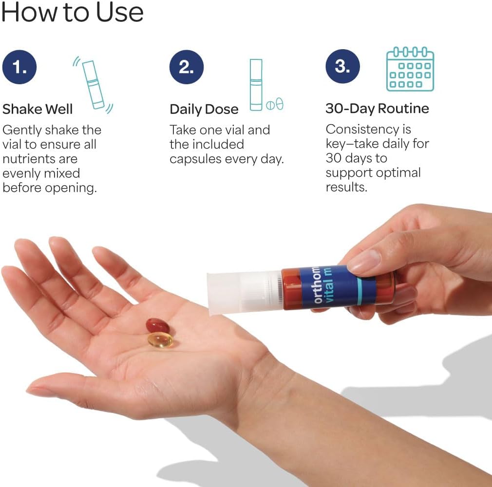 Orthomol Vital M – Multivitamínico diario para hombres, 30 días, Líquido + Cápsulas