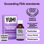 NovaFerrum Yum | Multivitamínico con Hierro para Bebés, Niños Pequeños y Niños hasta 4 Años | Apoyo Inmunológico | Certificado Sin Gluten | Sin Azúcar | Sabor Uva y Frambuesa | 120 Dosis