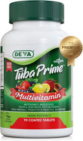 DEVA Tuba Prime Multivitamínico Vegano Sin Hierro - Alta Potencia con Superalimentos, Hongos y Probióticos - 90 Comprimidos