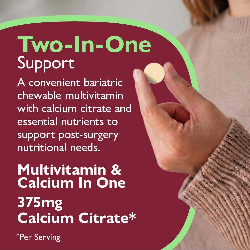 Celebrate Vitamins 2-en-1 Multivitamínico Bariátrico con Citrato de Calcio - Vitaminas A, D, E - Naranja Piña (120 Comprimidos)
