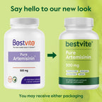 BESTVITE Artemisinina 500 mg por Cápsula (60 Cápsulas Vegetales) - Sin Estearatos - Sin Agentes de Flujo - Sin Rellenos - Vegano - Sin Gluten - No OGM